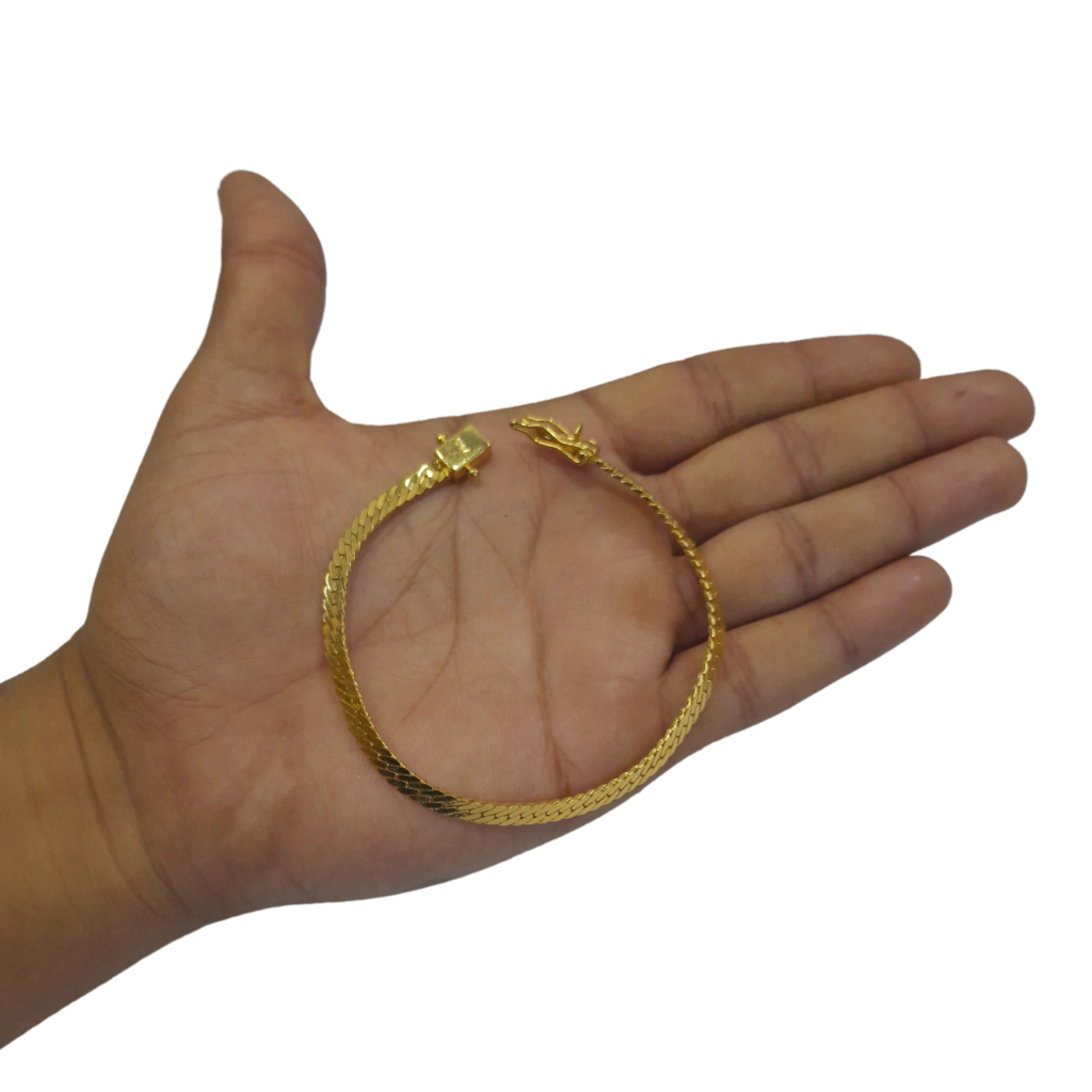 Pulseira Grumet Laminado 4mm Fecho Duplo Banhado a Ouro 18k