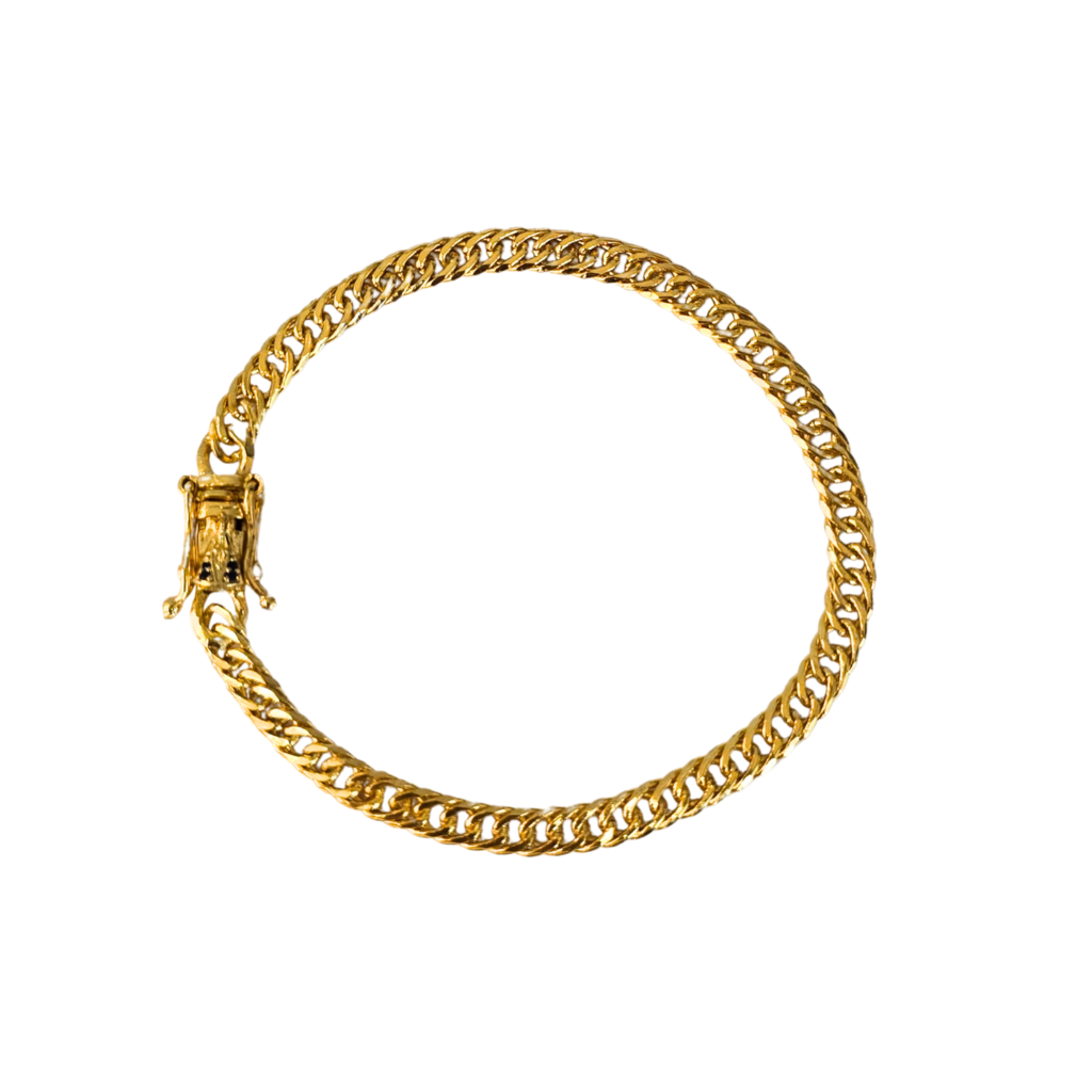 Cordão + Pulseira Grumet 5mm Fecho Santa Banhado a Ouro 18k