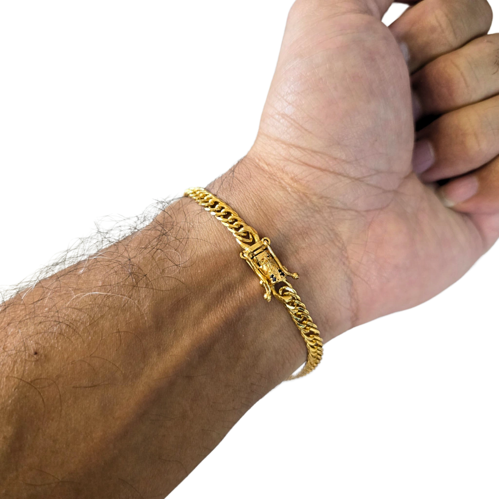 Pulseira Grumet 5mm Fecho Santa Banhado A Ouro 18k