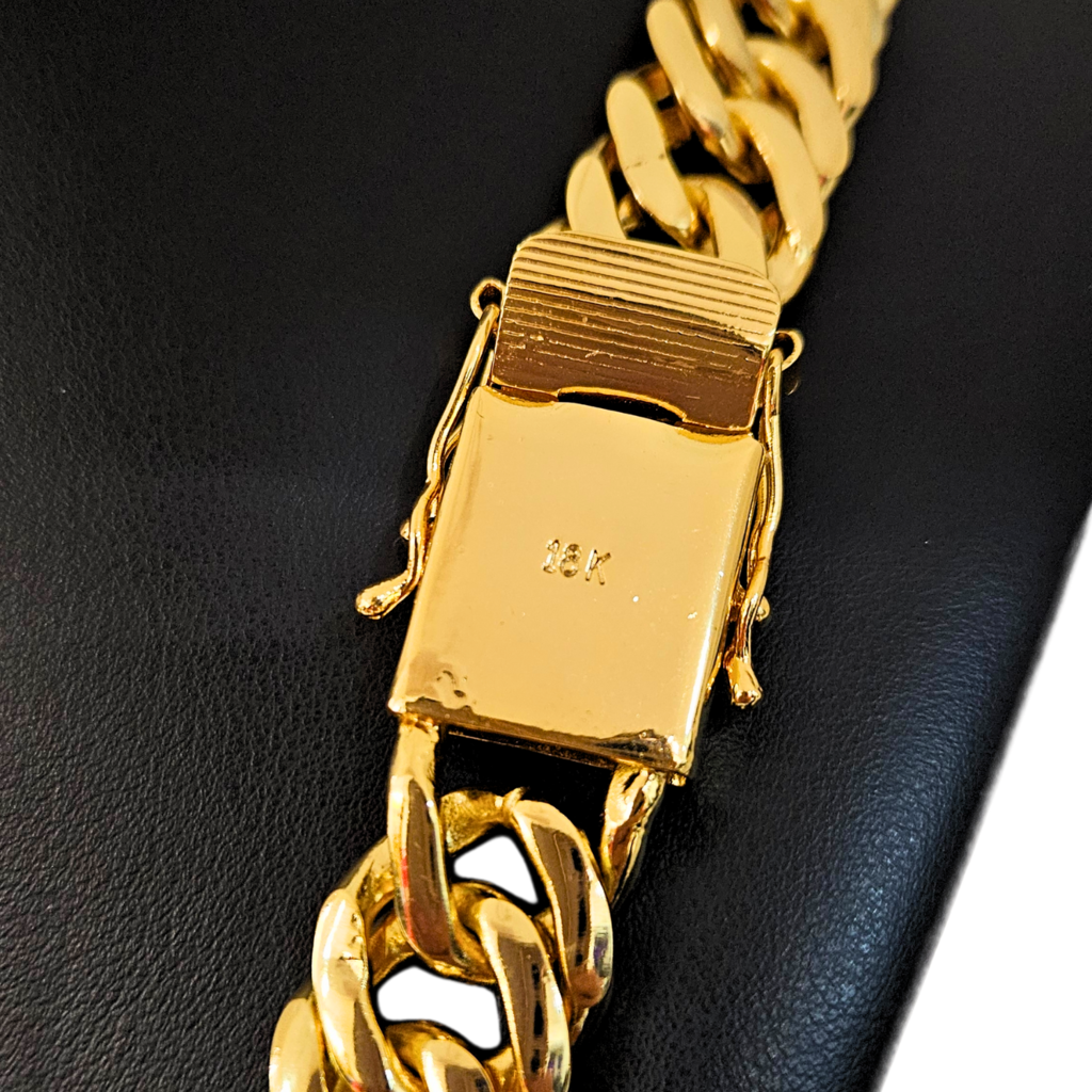 Cordão+Pulseira Grumet Fecho Duplo 20mm Banhado a Ouro 18k