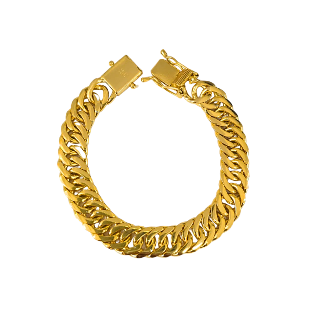 Cordão+Pulseira Grumet 13mm Pingente São Jorge Cravejado Banhado a Ouro 18k