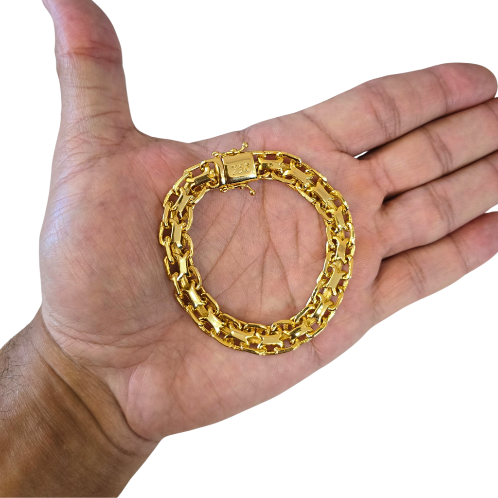 Cordão + Pulseira Cadeado Duplo 10mm Banhado a Ouro 18k