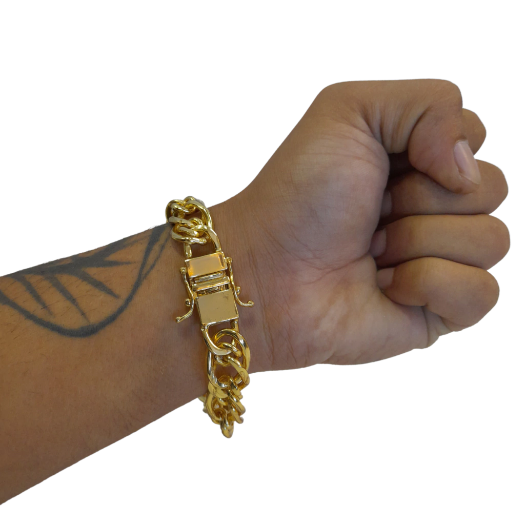 Pulseira Romano 15mm Banhado a Ouro 18k