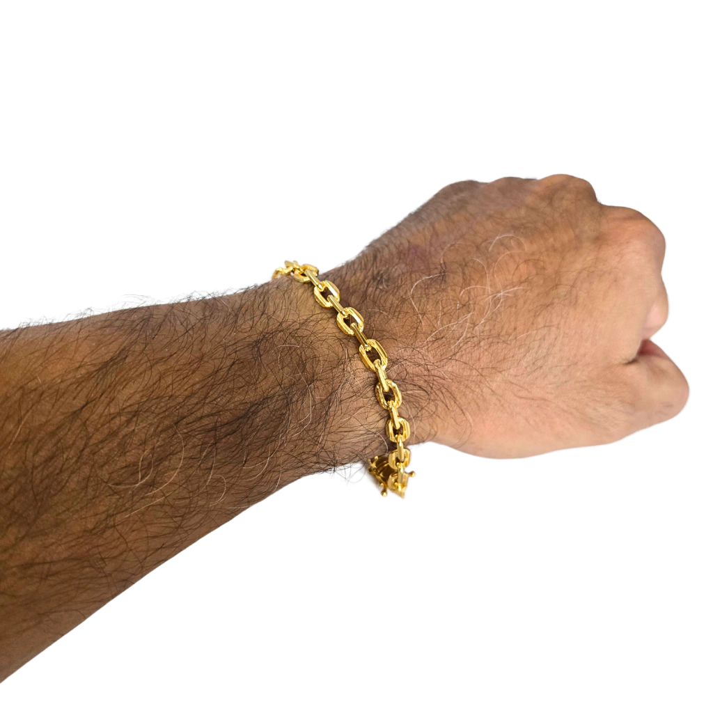 Cordão + Pulseira Cadeado 7mm + Pingente Letra Banhado a Ouro 18k