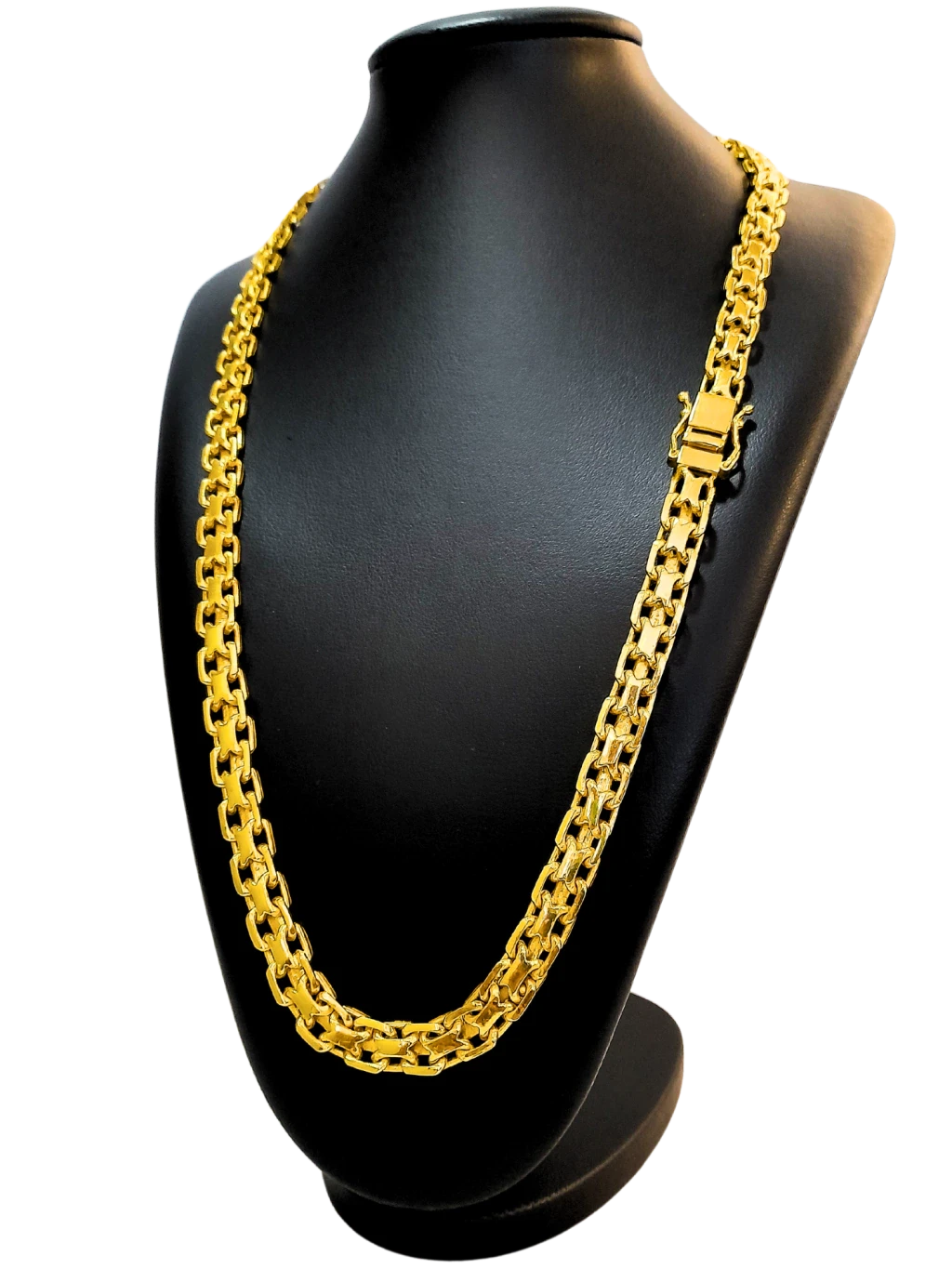 Cordão Cadeado Duplo 10mm Banhado a Ouro 18k