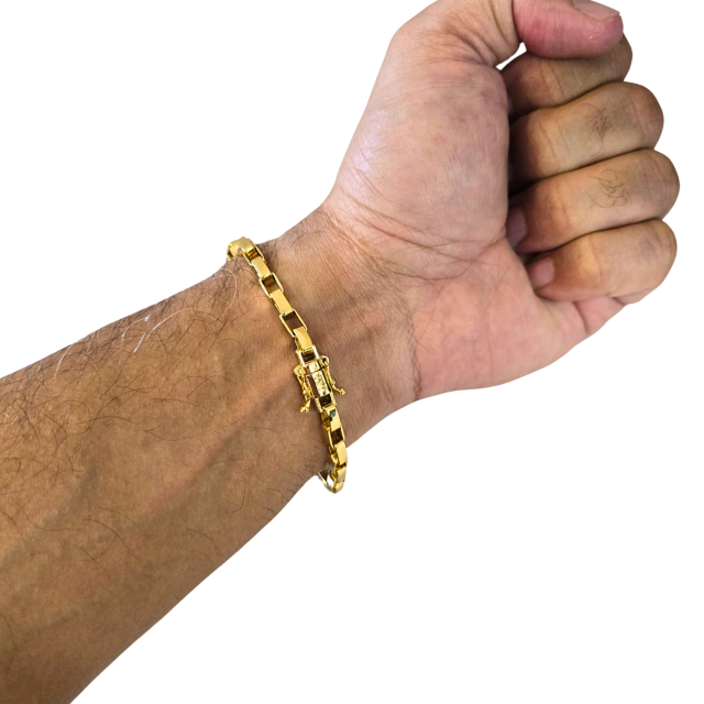Pulseira Tijolinho 5mm Banhado a Ouro 18k
