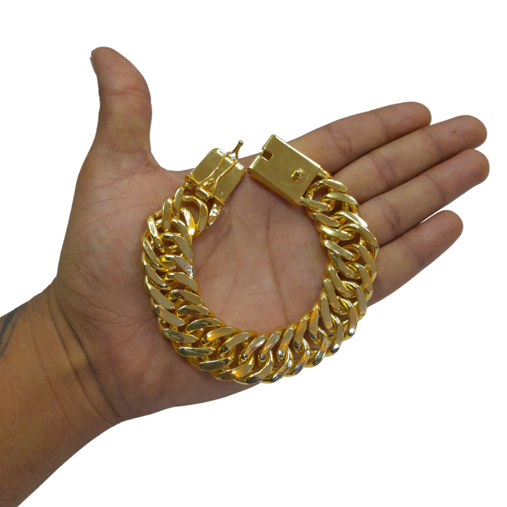 Pulseira Grumet Lacraia 20mm Banhado a Ouro 18k