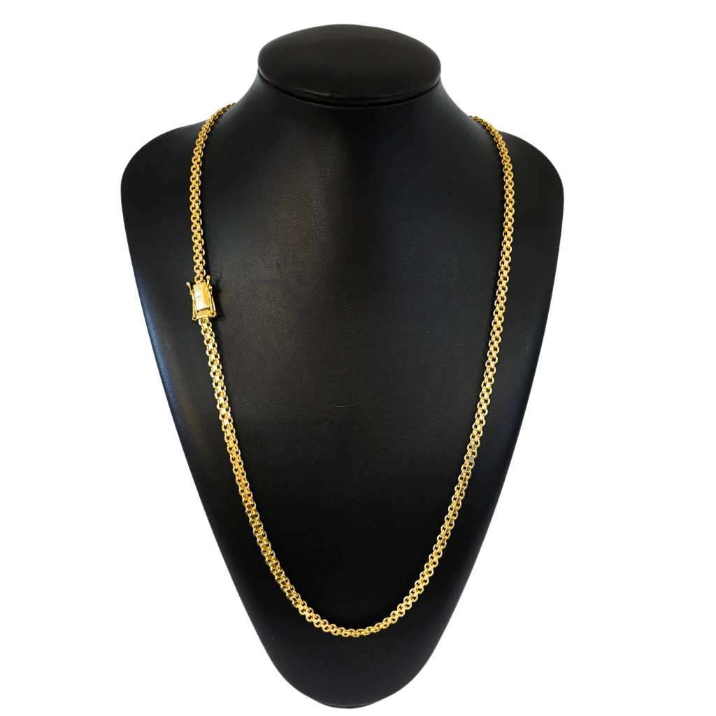 Cordão Cadeado Duplo 5mm Banhado a Ouro 18k