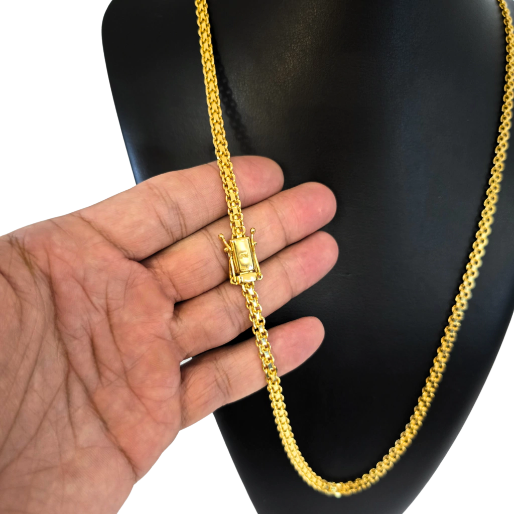 Cordão Cadeado Duplo 5mm Banhado a Ouro 18k
