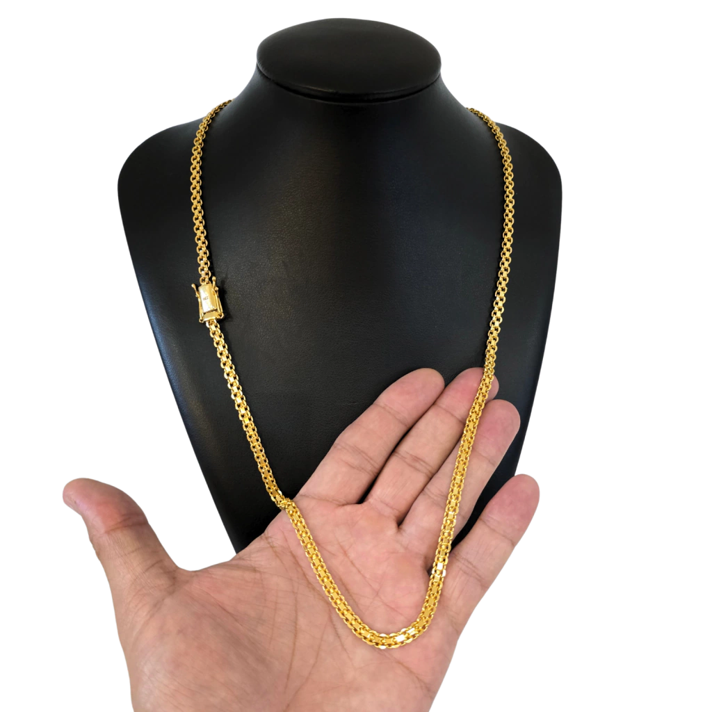 Cordão Cadeado Duplo 5mm Banhado a Ouro 18k