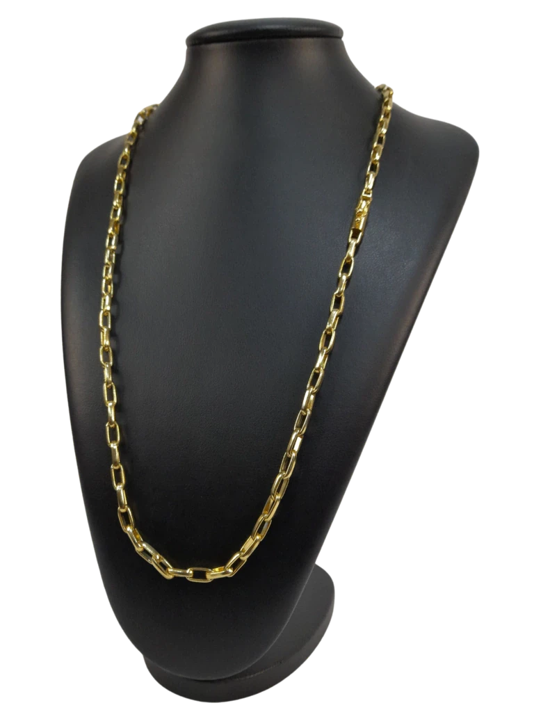 Cordão Meia Cana 7mm Banhado a Ouro 18k