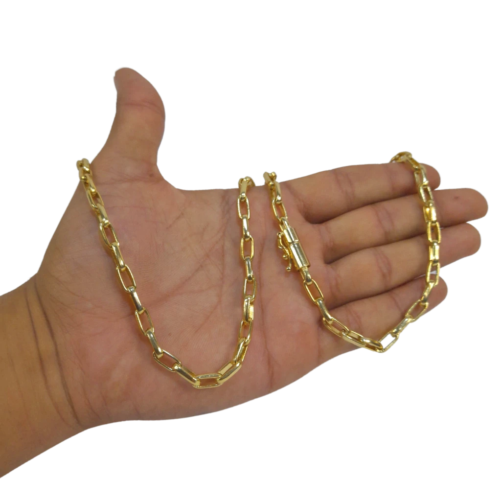 Cordão Meia Cana 7mm Banhado a Ouro 18k