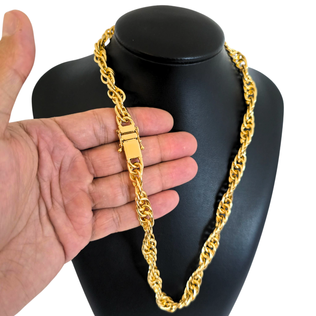 Cordão Corda 11mm Banhado Ouro 18k