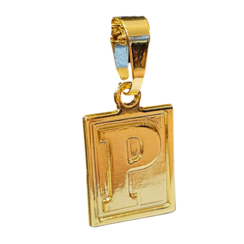 Cordão+Pulseira Cadeado 6mm+Pingente Letra Banhado a ouro 18k