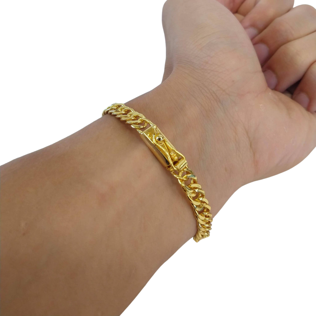 Cordão+Pulseira Grumet 7mm Pingente Escolha sua Letra De A a Z Banhado a Ouro 18k