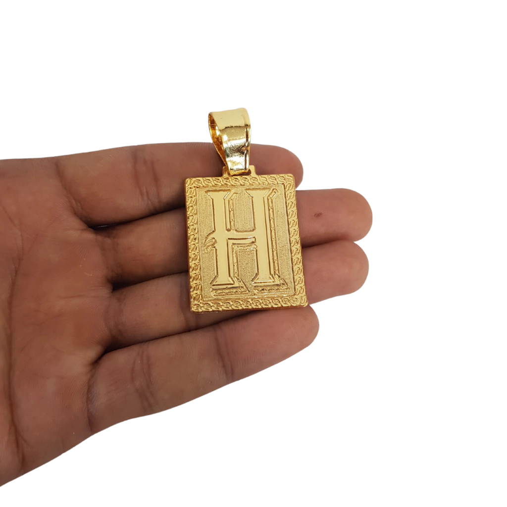 Cordão Pulseira Peruano 6mm Pingente Escolha sua Letra de A a Z Banhado a Ouro 18k