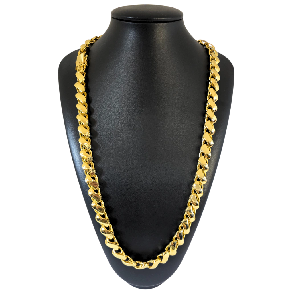 Cordão Friso S 13mm Banhado a ouro 18k