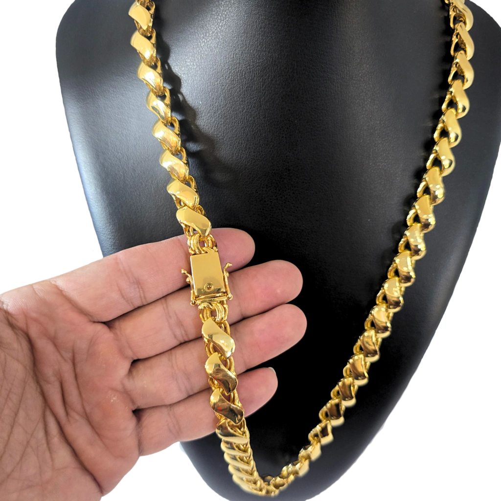 Cordão Friso S 13mm Banhado a ouro 18k