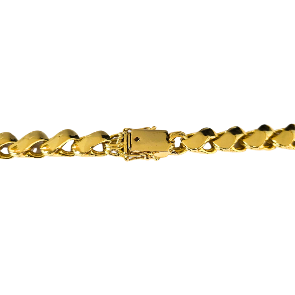 Cordão Friso S 13mm Banhado a ouro 18k