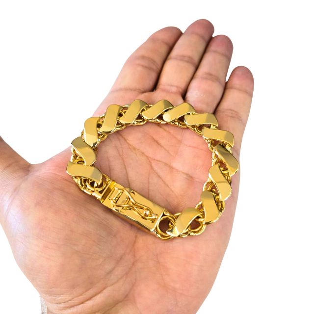 Pulseira Friso S 13mm Banhado a Ouro 18k
