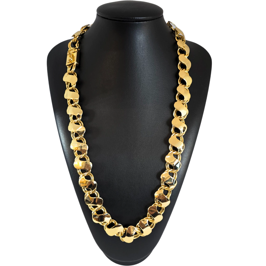 Cordão Friso S 16mm Banhado a Ouro 18k