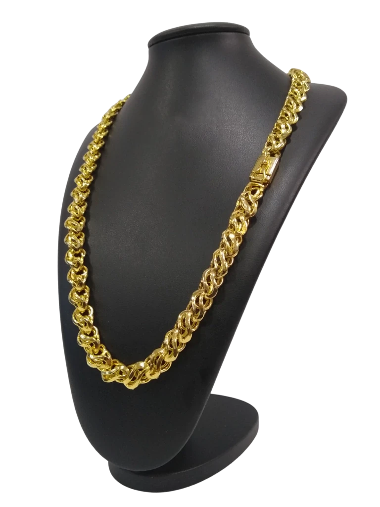 Cordão Friso S Vazado 13mm Banhado A Ouro 18k
