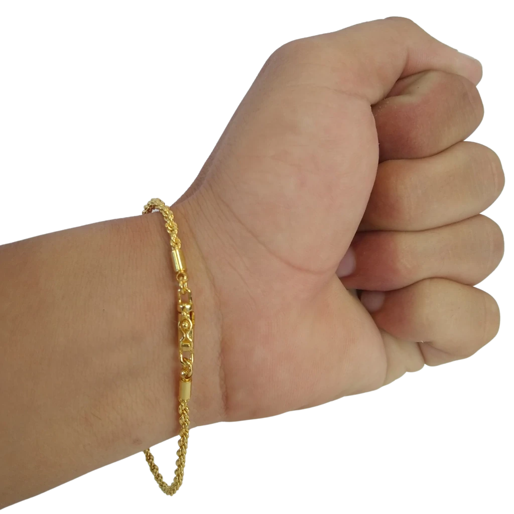 Cordão+Pulseira Baiano Pingente Cruz Banhado a Ouro 18k