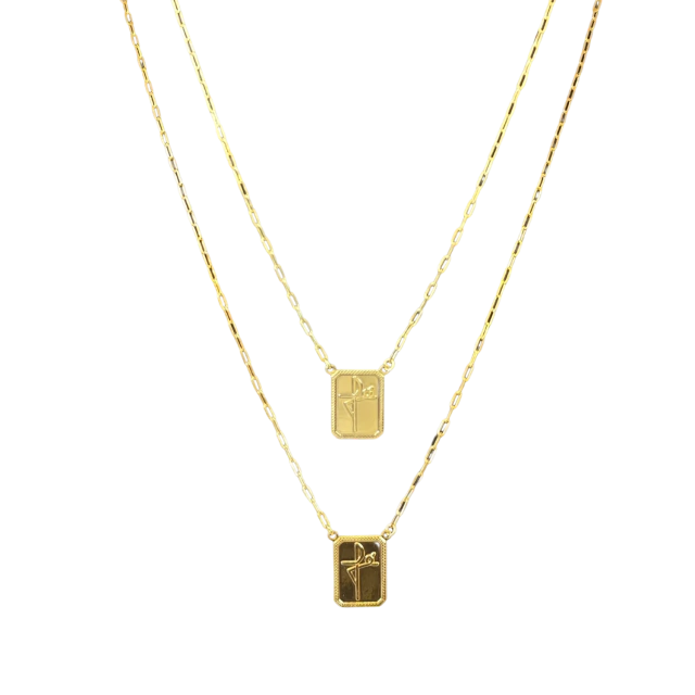 Escapulário Tijolinho 2mm Fé plaquinha Banhado A Ouro 18k