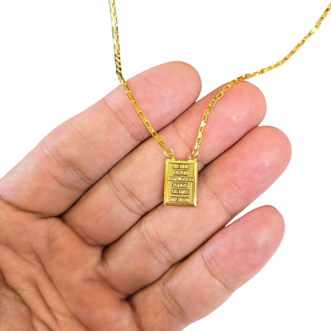 Escapulário Tijolinho 2mm "Deus é fiel" Banhado A Ouro 18k