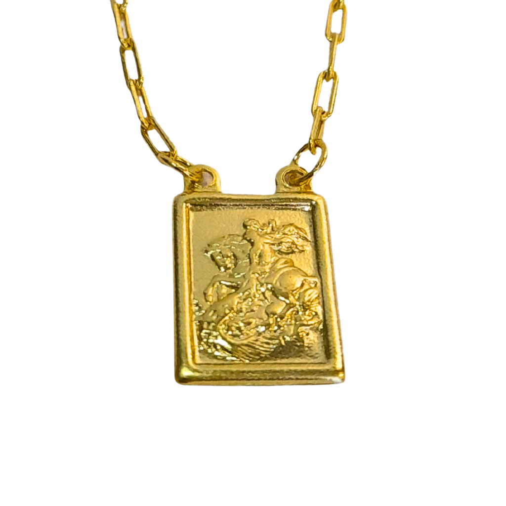 Escapulário Tijolinho 2mm São Jorge Banhado A Ouro 18k