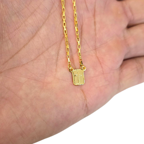 Escapulário Tijolinho 2mm "Deus é fiel" versículo Banhado A Ouro 18k