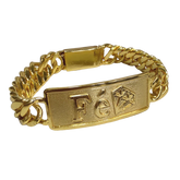 Pulseira Placa Fé Diamante - Grumet 13mm - Fecho Gaveta - Banhado a Ouro 18k