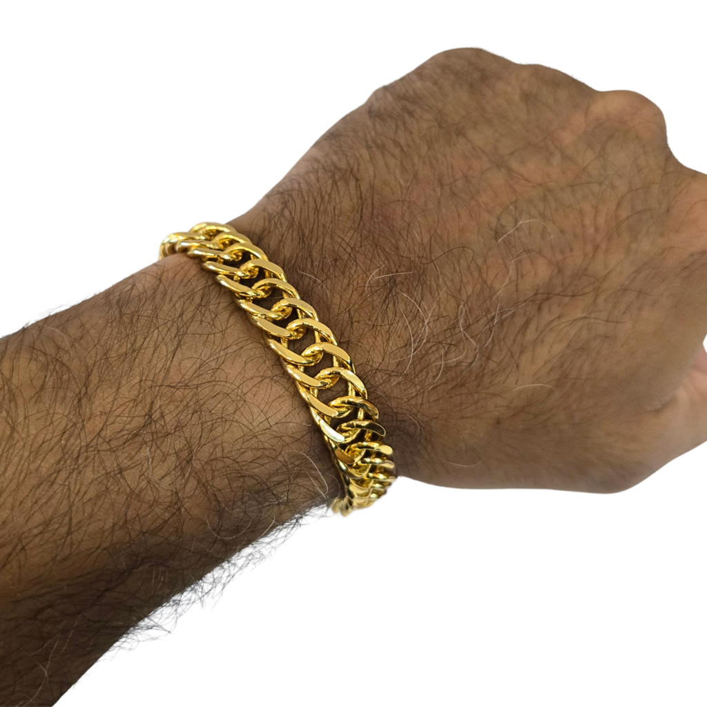 Cordão+Pulseira Grumet 12mm Banhado a Ouro 18k