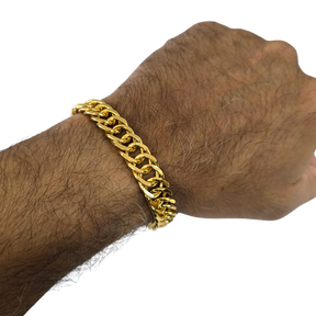 Cordão+Pulseira Grumet 12mm Banhado a Ouro 18k