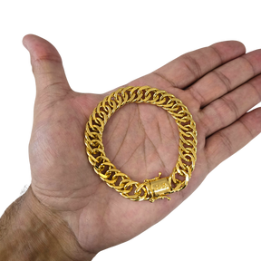 Cordão+Pulseira Grumet 12mm Banhado a Ouro 18k
