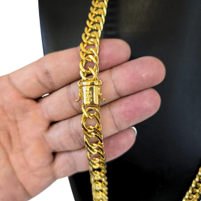 Cordão+Pulseira Grumet 12mm Banhado a Ouro 18k