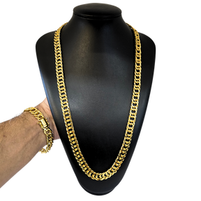 Cordão+Pulseira Grumet 12mm Banhado a Ouro 18k