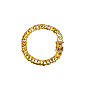 Cordão + Pulseira Grumet 9mm + Pingente Fé Mãos Rezando Banhado a Ouro 18k