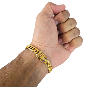 Cordão + Pulseira Grumet 9mm + Pingente Fé Mãos Rezando Banhado a Ouro 18k