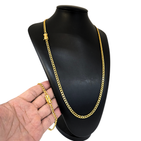 Cordão+Pulseira Pitbull 5mm Banhado a Ouro 18k