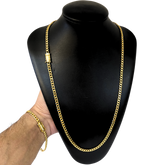 Cordão+Pulseira Pitbull 5mm Banhado a Ouro 18k