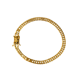 Cordão + Pulseira Grumet 5mm Fecho Santa Banhado a Ouro 18k