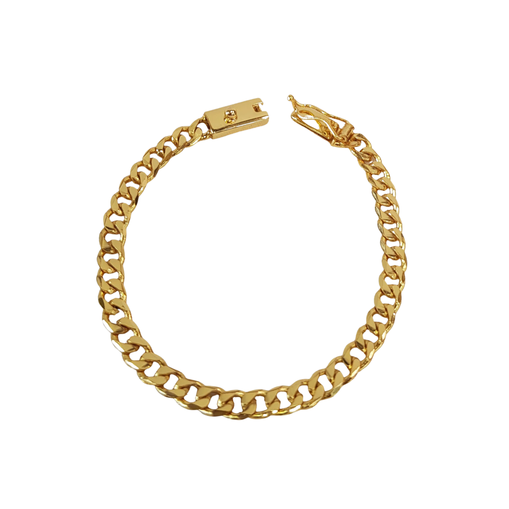 Pulseira Pitbull Facetado 7mm Banhado a Ouro 18k