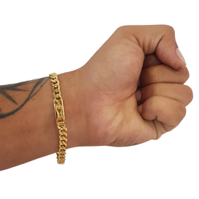 Pulseira Pitbull Facetado 7mm Banhado a Ouro 18k
