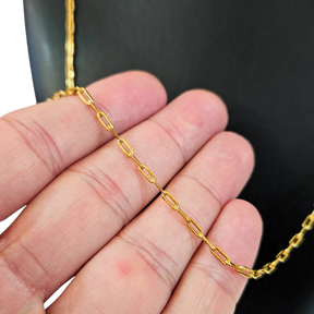 Cordão Tijolinho 2mm - Fecho Duplo - Banhado a Ouro 18k