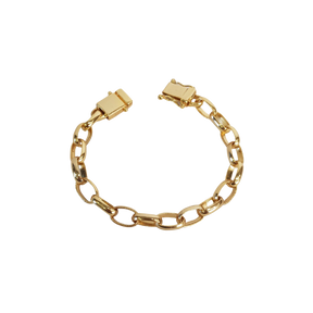 Pulseira Meia Cana 10mm Fecho Duplo Banhado A Ouro