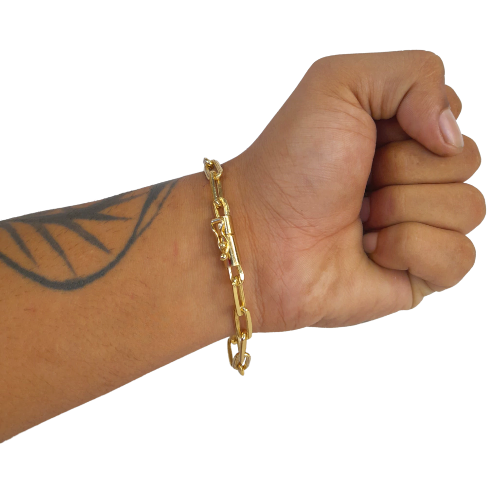 Pulseira Tijolinho 6mm Banhado a Ouro 18k