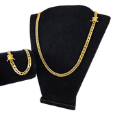 Cordão + Pulseira Grumet 7mm Feminino Banhado A Ouro 18k