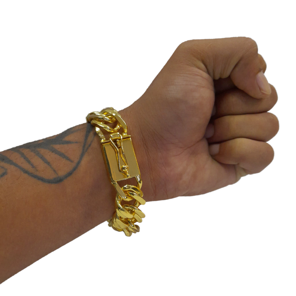 Pulseira Grumet Lacraia 20mm Banhado a Ouro 18k