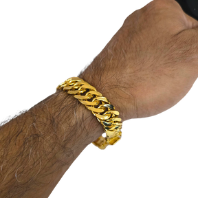 Cordão+Pulseira Grumet 13mm Pingente Nossa Senhora Cravejado Banhado a Ouro 18k